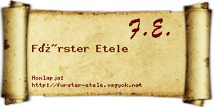 Fürster Etele névjegykártya